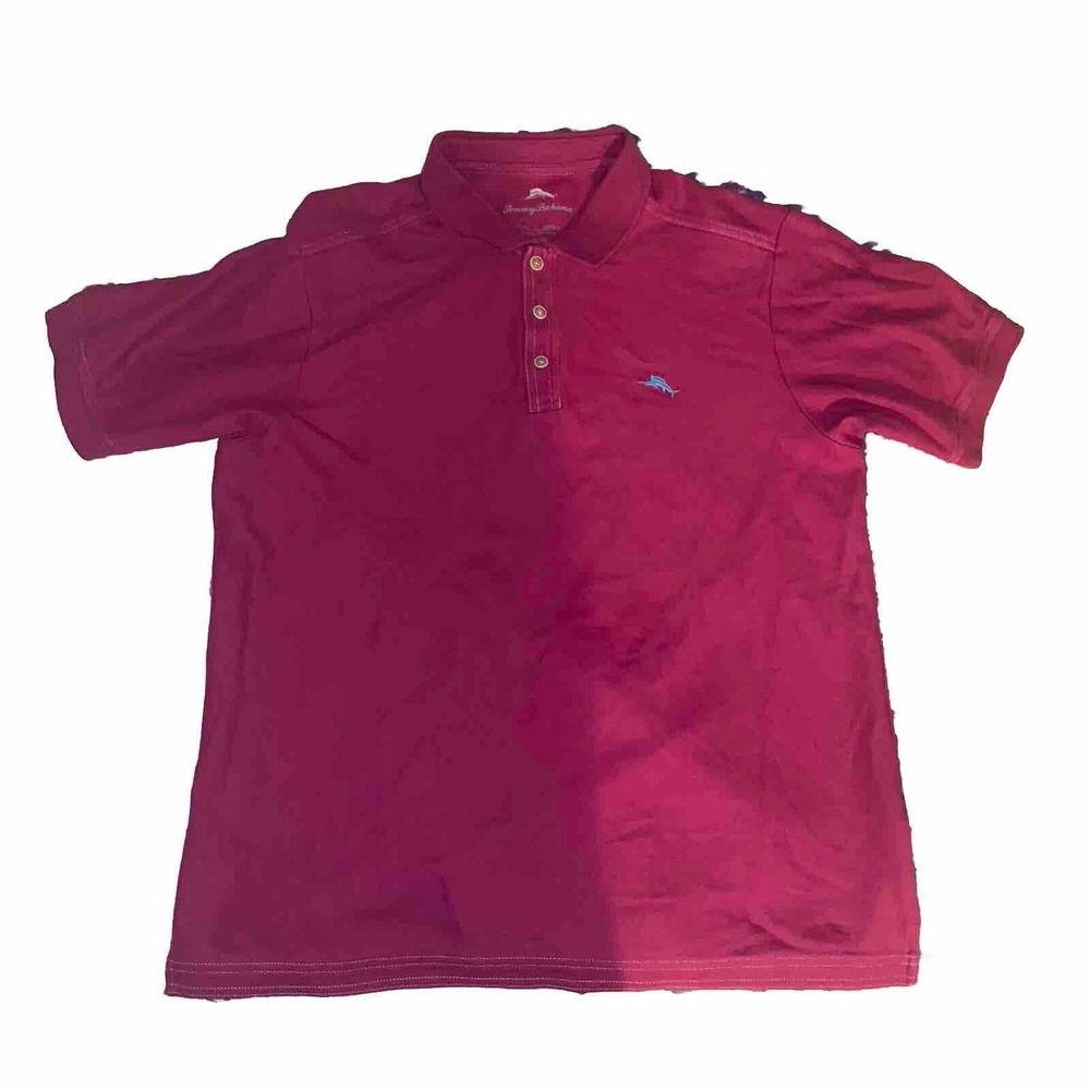 Tommy Bahama Polo Mens Medium Supima‎ Cotton Knit Logo Pink Short Sleeve Casual